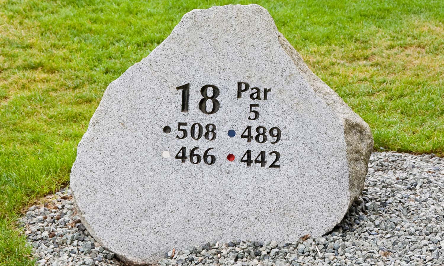 stone marker list the par of a golf hole